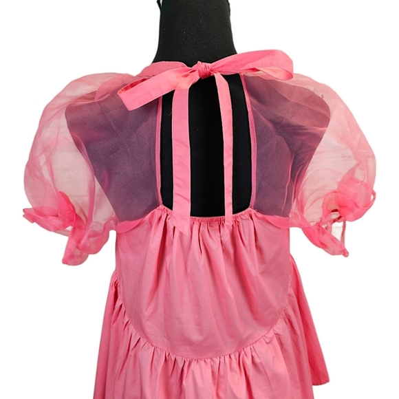 Tuckernuck Pomander Place Pink Organza Puff Sleeve Top Square Neck Blouse XS - Picture 9 of 14
